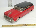 BANDAI FORD 1956 RANCH WAGON CAR TIN FRICTION TOY JAPAN SHARP!
