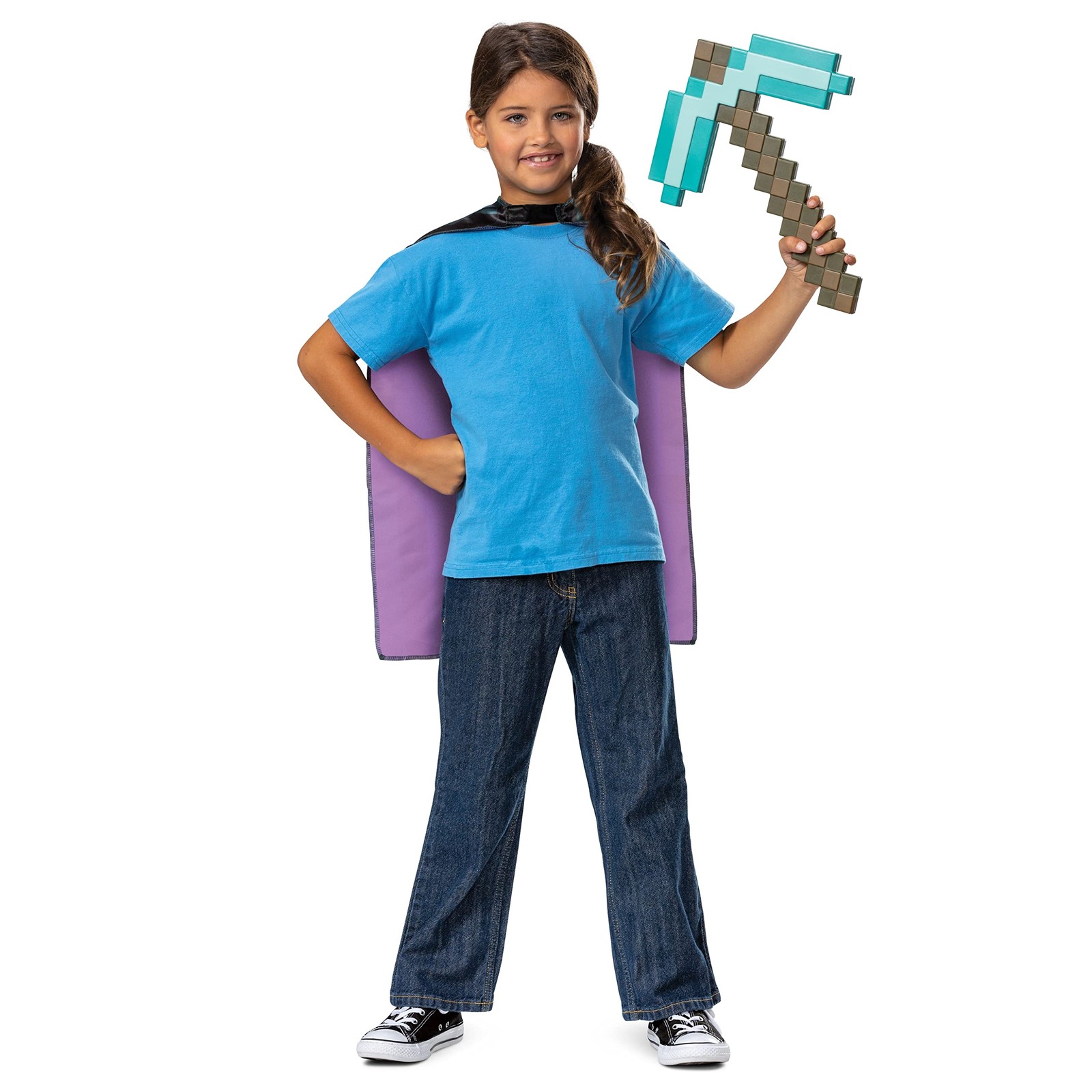 Pack Déguisement Accessoire Pioche et Cape pour Costume Enfant Thème Jeux Vidéo de Construction