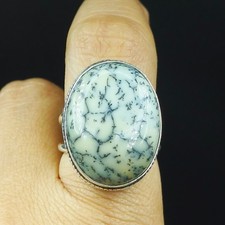 Natural Dendritic Opal Gemstone 925 Sterling Silver Ring Size-7.75 US