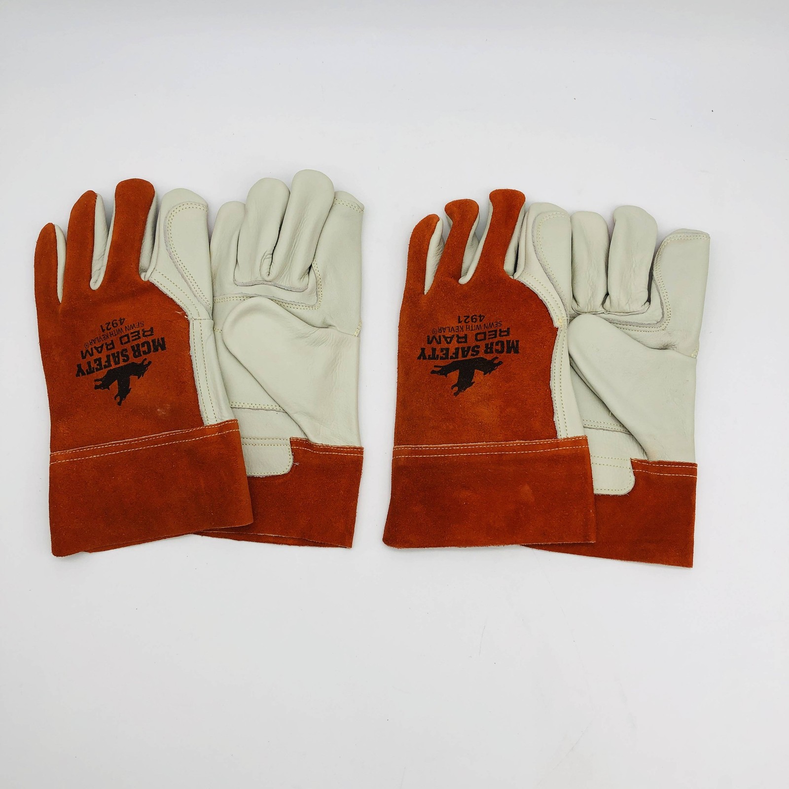 MCR Safety 4921 Welders Leather Gloves Size Large Red Ram Premium Cowhide 2 Pair