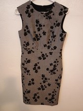 Ann Taylor Women's 4P Gray/Black Flower Lined Dress