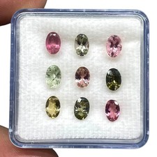 9 Pcs Natural Multi Color Tourmaline Oval Cut 6x4mm – 4 Cts Loose Gemstones Lot