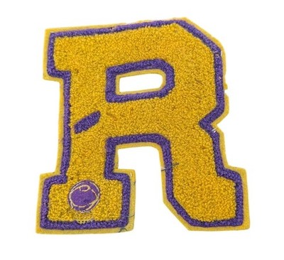 Vintage Letterman Jacket Patch Letter R Purple Gold Yellow Basketball Team N