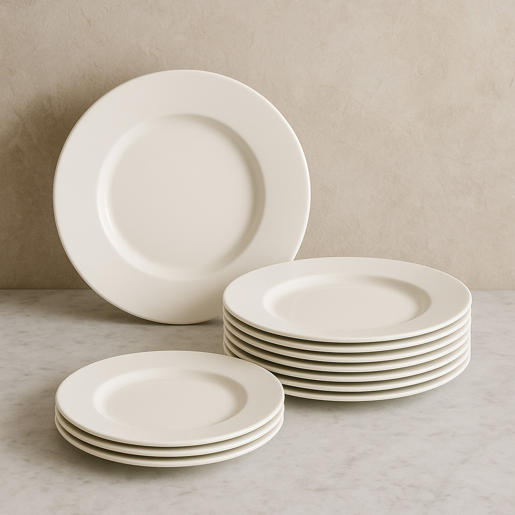 6 Speiseteller Hochwertige Teller Essteller Weiß Rund Marke Chef & Sommelier