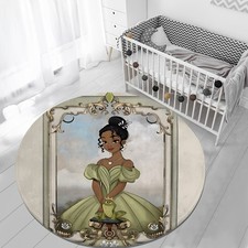 Princess Cartoon Large Non Slip Flannel Super Soft Round Rug Play Mat Carpet Fl