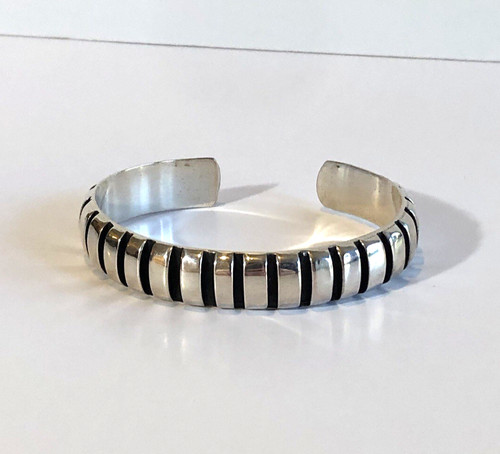 NEW VINTAGE 1995 Taxco Silver Beveled Cuff BRENDA SCHOENFELD Signed Mexico .925