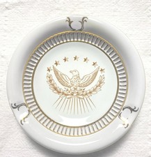 Vintage Italian Ceramic American Eagle Ashtray with Embossed Federal Eagle and Laurel Wreath Border