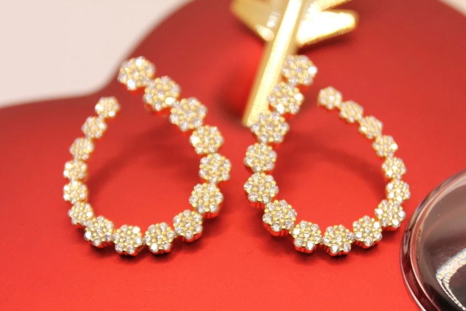 ORECCHINI ARGENTO OVALI FIORI A SCALARE ZIRCONI BIANCHI MM 29X38 EXPLOIT - Immagine 2 di 4