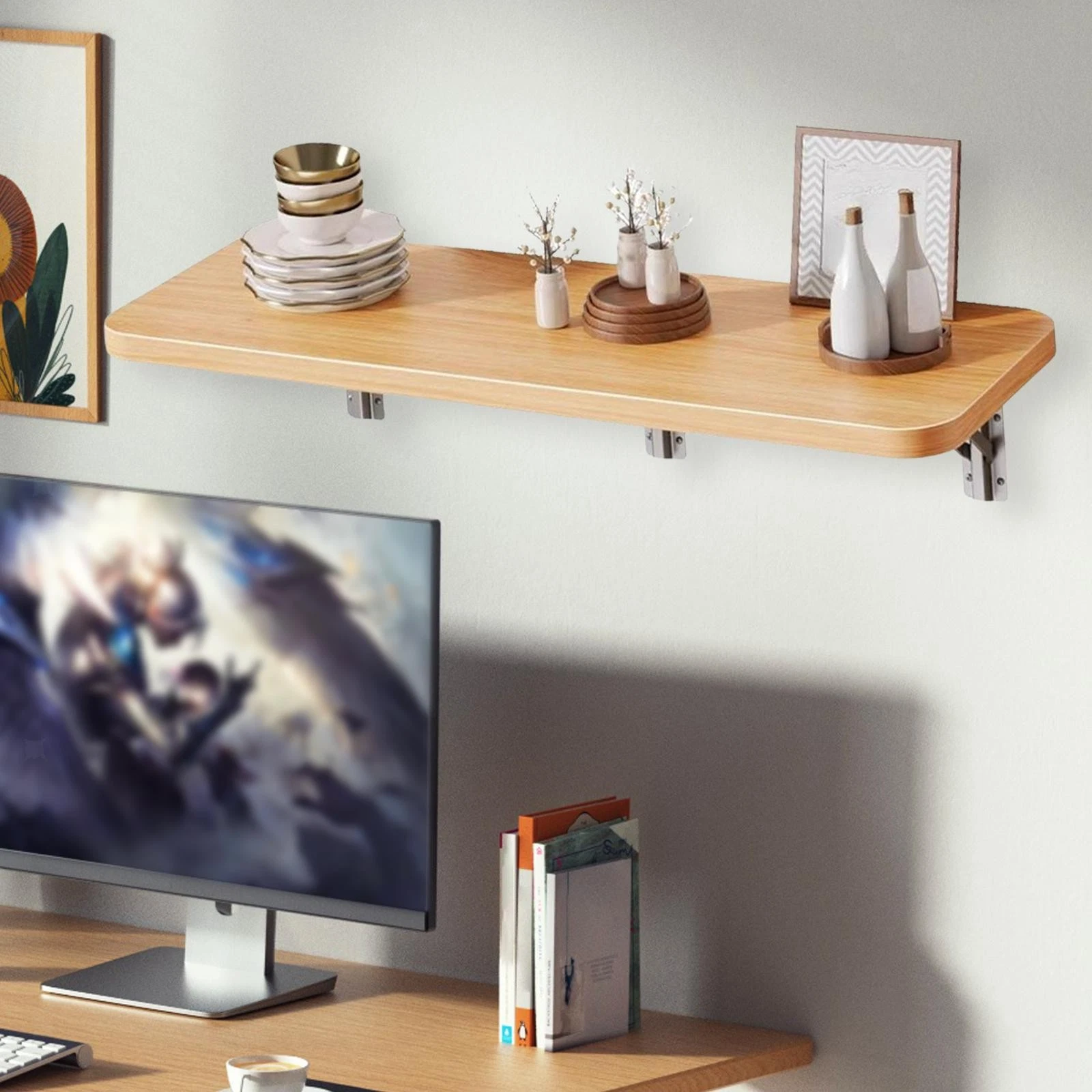 Folding Wall Storage Shelf Foldable Storage Rack for Office Bedroom Bathroom
