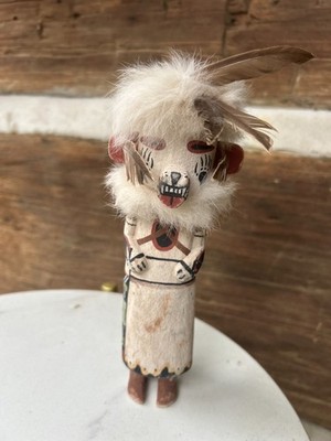 Old WHITE BEAR WOLF Katsina Kachina by Hopi artist, Brendan Kayquaptewa, RARE