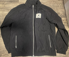 Jordan Black Nylon Windbreaker Full-Zip Lightweight Men's Jacket Size L