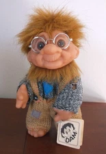 DAM GRANDPA FOREST TROLL WITH BEARD  9" WITH ORIGINAL CLOTHES AND TAG