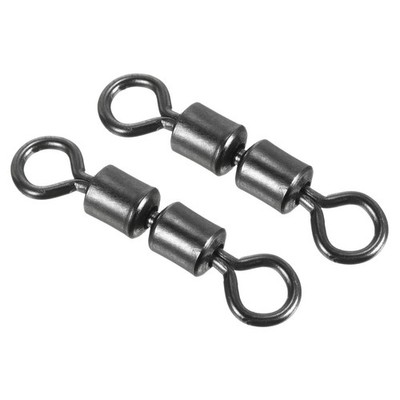 High Speed 2 Roller Swivel, 20Pcs 26lb Copper Barrel Bead Chain Rolling, Black