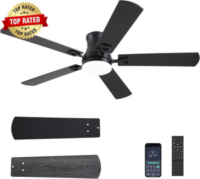 Ceiling Fans with Lights,52 Inch Low Profile Ceiling Fan with Light and Remote C