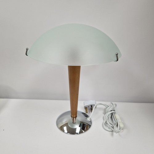 Lampada vintage Ikea KVINTOL legno faggio vetro cromato art deco fungo lampada da tavolo - Foto 5 di 14