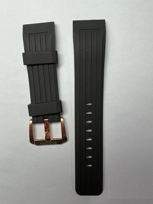 Genuine Bulova 98B152 Black Rubber Band Watch Strap Rose Gold