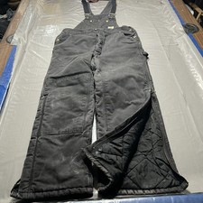 Carhartt BLK Quilt Lined Bib Overalls Black Duck Double Knee Mens 38x29 Distress