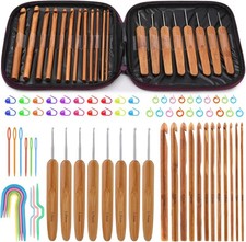 Mayboos 20 Pieces Bamboo Crochet Hooks Kit, Wooden small, 20pcs