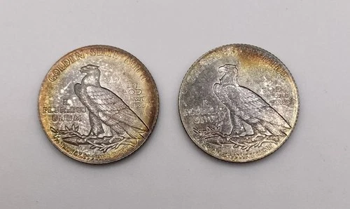 Lot of 2 - Golden State Mint 1/10 oz .999 Fine Silver Rounds - Indian Head Toned