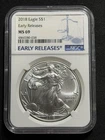 2018 $1 American Silver Eagle NGC MS69 - Early Releases