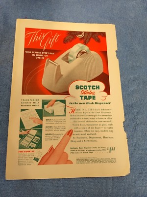old Scotch Cellulose Tape  National Geographic Ad advertising Met Life reverse