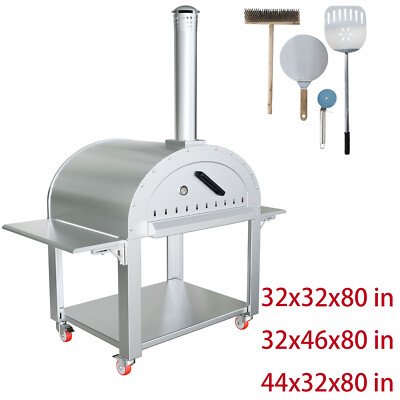 Pizza Oven, Stainless Steel Charcoal Pizza Oven With Table Top On Both Sides