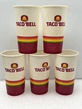 NEW 1980's TACO BELL 20oz WAX PAPER CUP LOT OF 5 FAST FOOD LOGO LILLY PEPSI