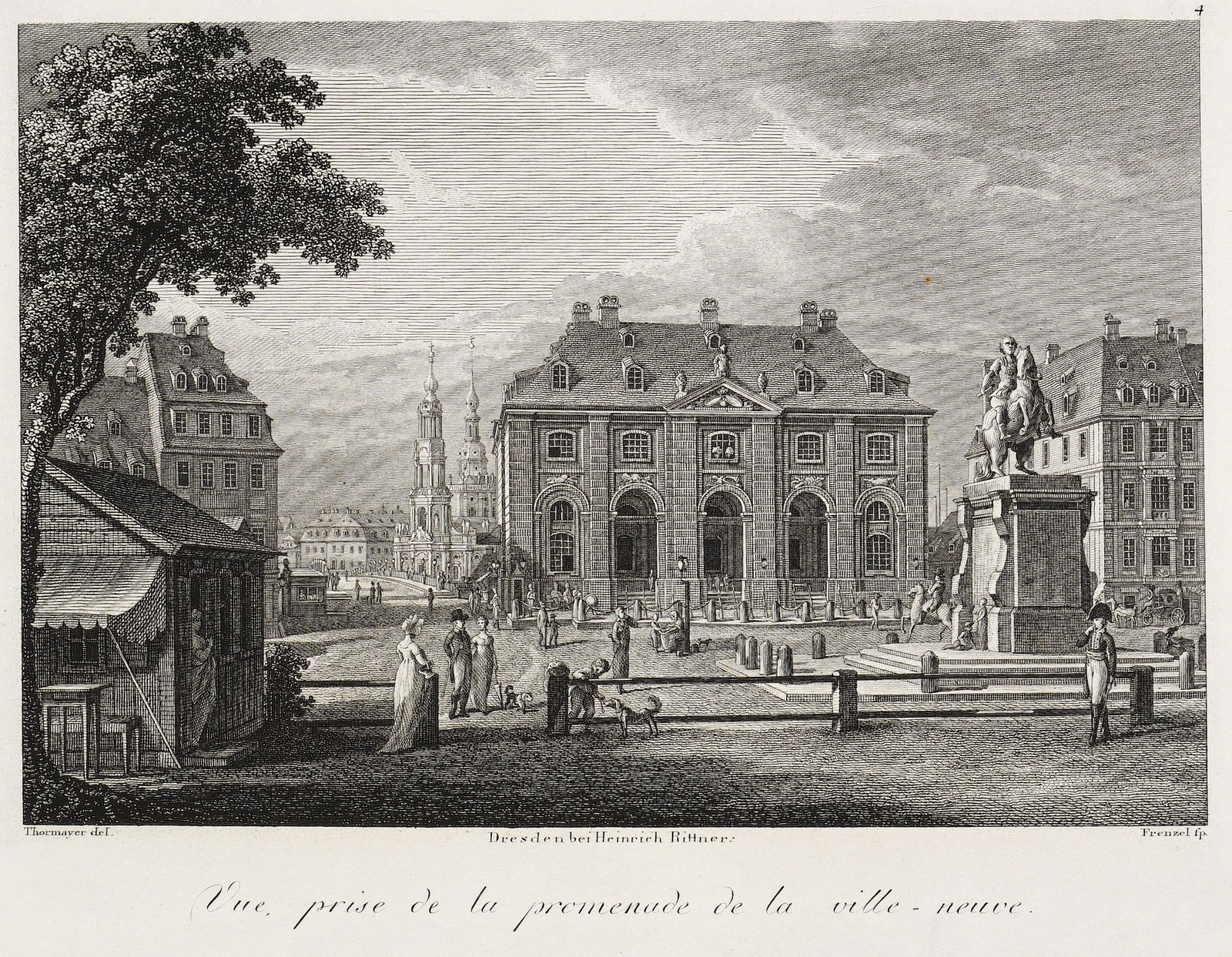 Bild 1 - DRESDEN - Neustädter Markt, Blockhaus & Goldener Reiter - Frenzel - Kupfer 1808