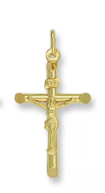 375 9ct Yellow Gold Crucifix Cross Pendant 16
