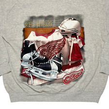 VINTAGE 90s DETROIT RED WINGS NHL EMBROIDERED GRAPHIC SWEATSHIRT - XL X-LARGE
