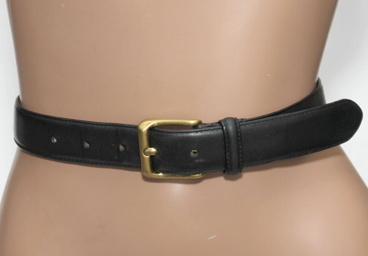 COACH 5950 Black Burnished Cowhide Leather Dress Belt - Brass Buckle - SIZE  40