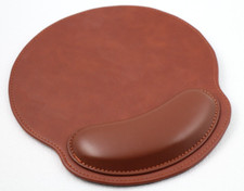Ergonomic Non-Slip Base Leather Mouse Pad With Wrist Rest Support - Brown