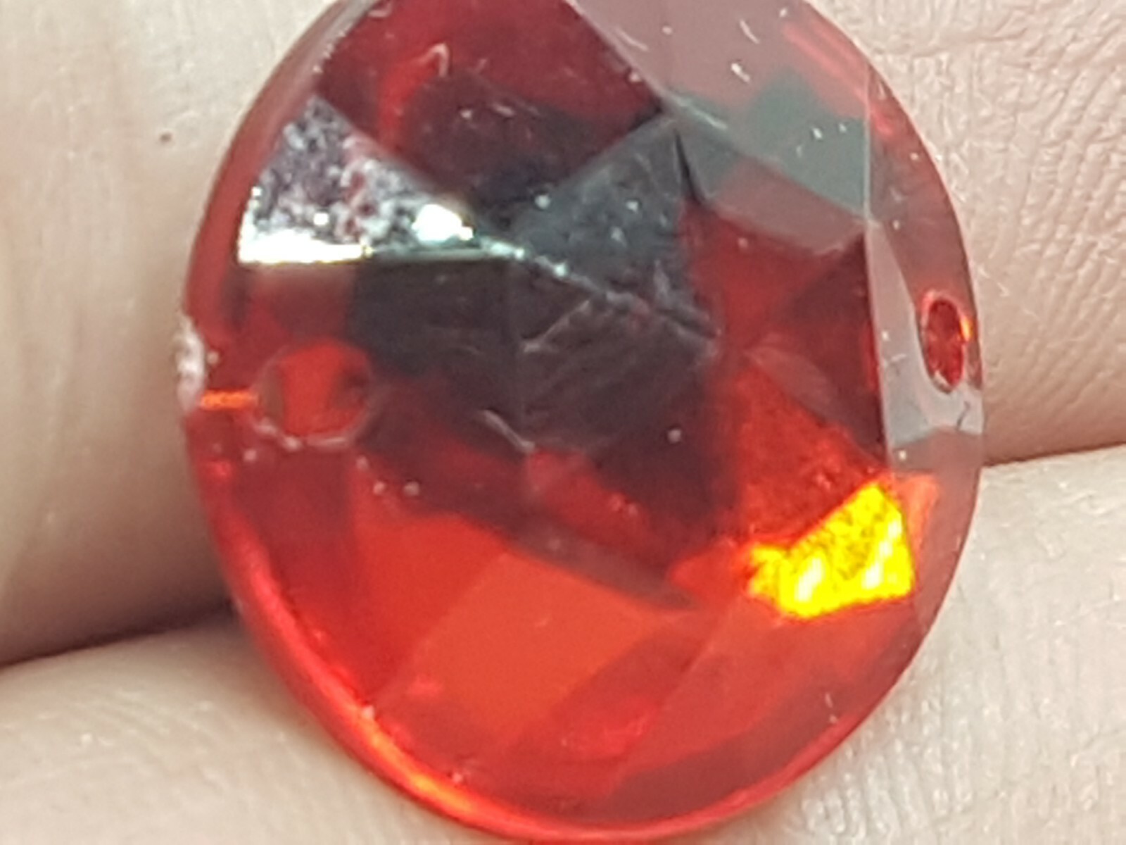 Red Pendent or Button Unknown Ruby-like Material … - image 6