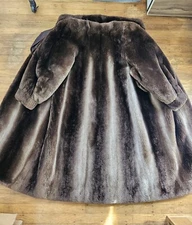 Sheared Phantom Beaver Fur Coat Unisex Size L / XL Thick And Soft Ombré Brown 