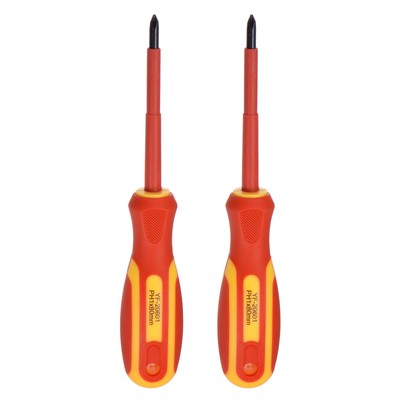 2pcs VDE Insulated Screwdriver 1000V PH1 x 80mm Magnetic Phillips Screwdrivers