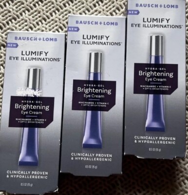 3 LUMIFY EYE ILLUMINATION Bausch + Lomb EYE CREAM 0.5oz Lines Wrinkles Soothing 
