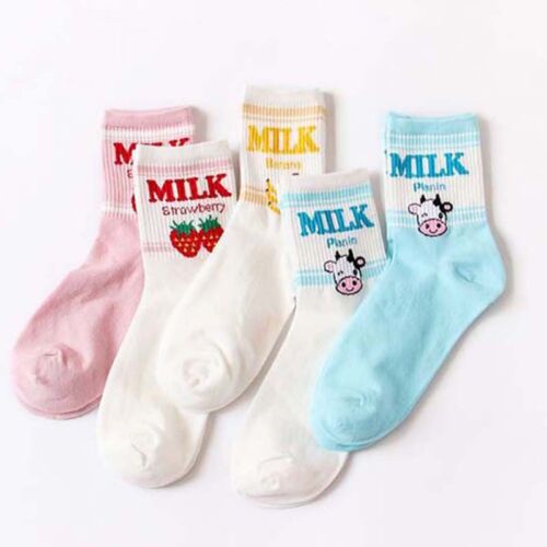 Cute Fruit Milk Korean Socks Women Girls Japanese Harajuku Funny Kawaii Socks A+