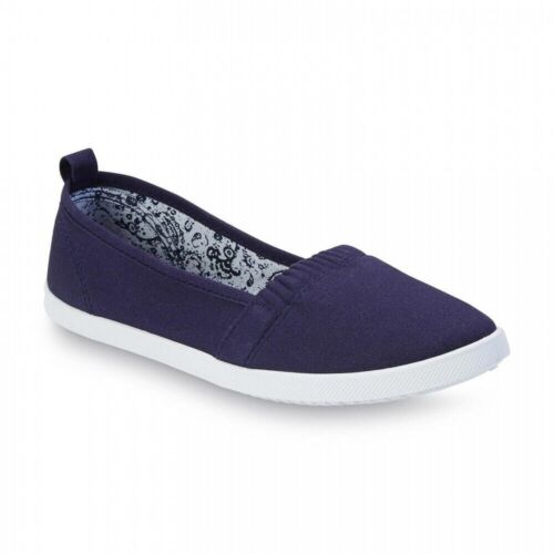 Women's Basic Editions Dakota Flats Slip-On Cotton Casual Shoes - 7, Navy - Picture 1 of 7