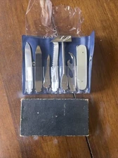 Vintage MULTI Tool Japan POCKET KNIFE Changeable Blade Tool Set Kit w/Case & Box