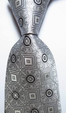 New Classic Dot Silver Gray Black JACQUARD WOVEN 100 Silk Men's Tie Necktie
