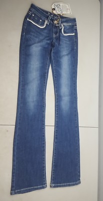 new w/tags La Idol USA Factory faded Fashion Blue Jeans women's Size 0 26w 34l