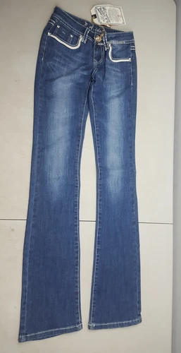 new w/tags La Idol USA Factory faded Fashion Blue Jeans women's Size 0 26w 34l