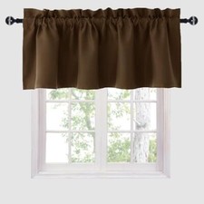 Valance Curtains Blackout Solid Rod Pocket Valances for Living 42"x18" Brown