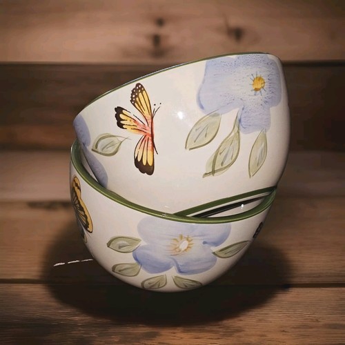 2er Set Pfaltzgraff Schmetterling Botanische Suppe Müsli Pasta Große Servierschale