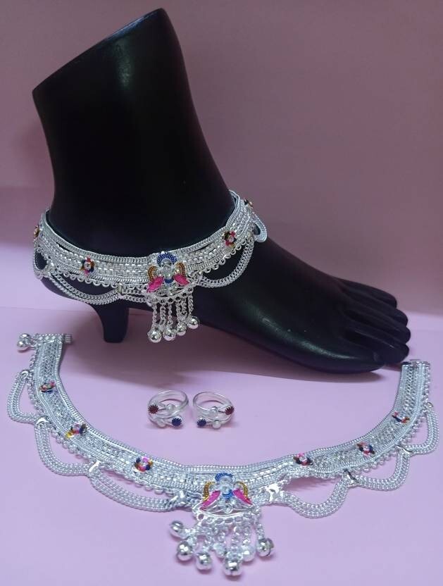 Anklet Women Silver Plated Ankle Chain Foot Bracelet Party Indian Anklets Payal-image