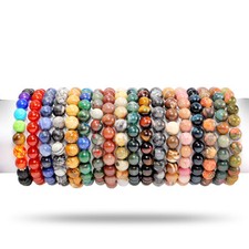 8mm Natural Stone Bracelets Round Healing Crystal Stone beads for Men Women 12pc