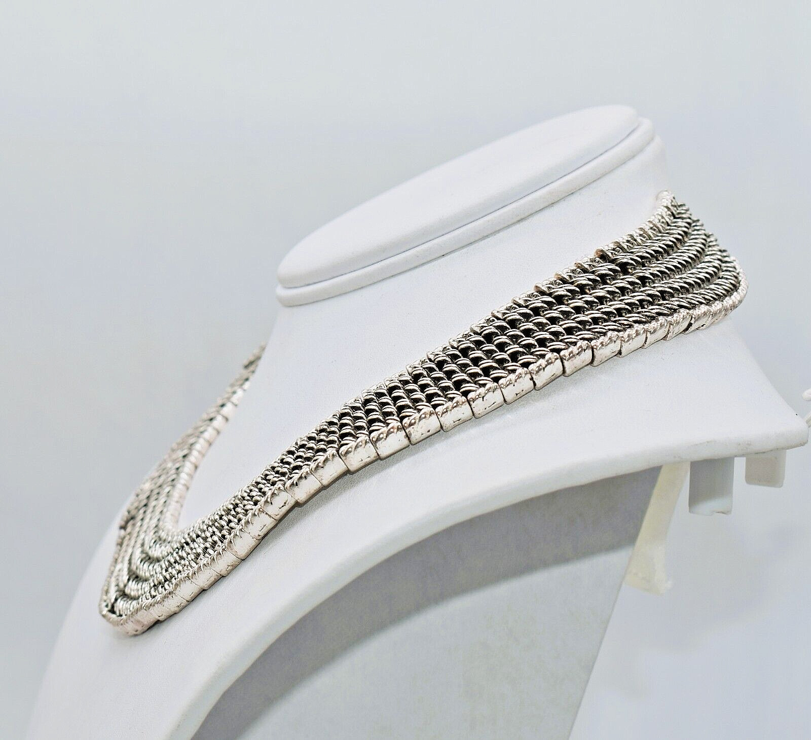 Napier Silver Tone Textured Link Statement Neckla… - image 8