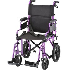NOVA Medical Products Lightweight Transport Chair with 12" Rear Wheels,...