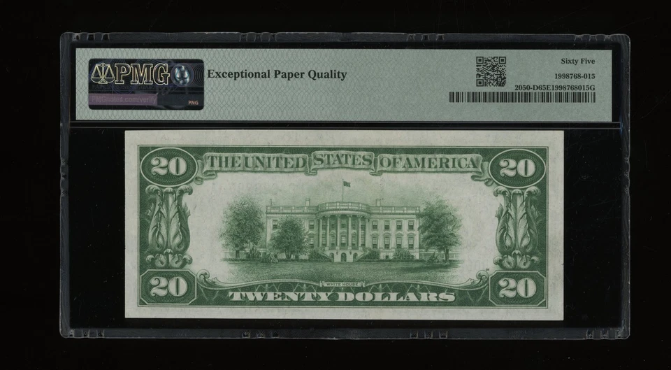 DBR 1928 $20 FRN Cleveland Numeral Gem Fr. 2050-D PMG 65 EPQ Serial D06292902A - Image 2 of 2