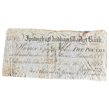 Ipswich & Needham Market Bank 1813 £5 banknote Outing 1043e